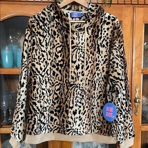💋 NWT Blue Riot Animal Print Hoodie Plus Size Chic XXL soft & Plush Brand New